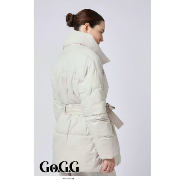 Mid Length Puffer Jacket Off White XL New No Tags Go.G.G - Picture 2 of 10
